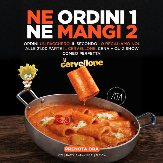 Giovedì al VITA il Pacchero è 2x1 + Gioco Quiz Il Cervellone